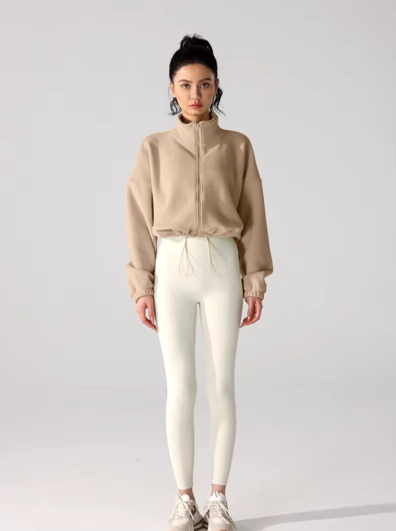 Winter-Sport Cropped Oversized Fleece-Jacke