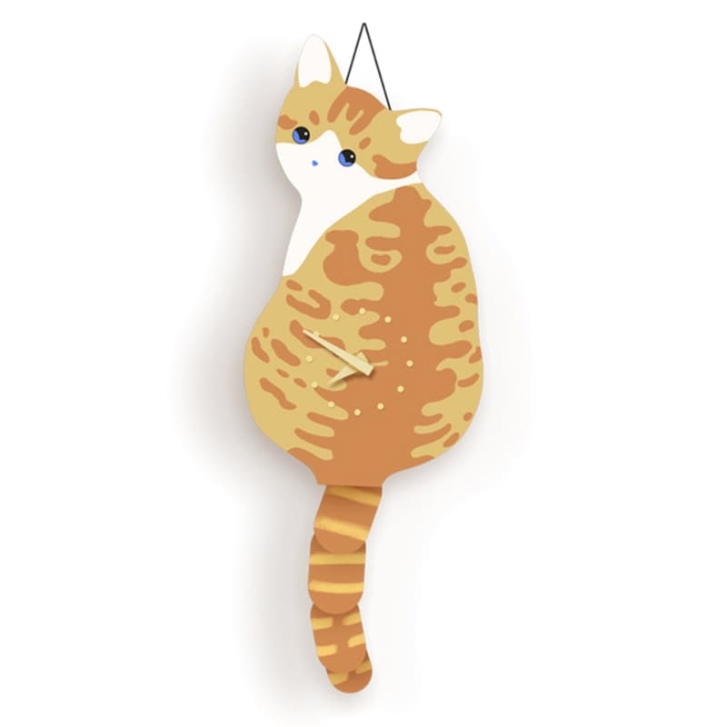 Nordic Cat Wagging Tail Wall Clock