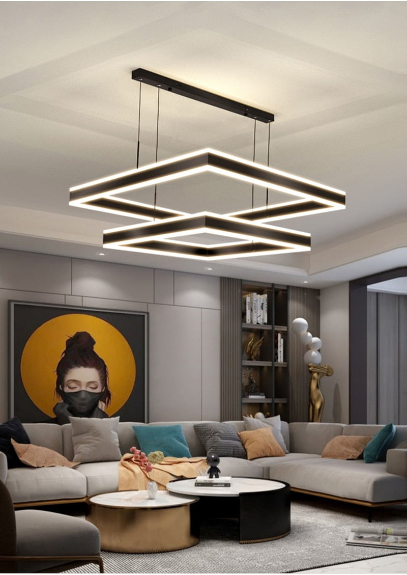 YLK Kare - Moderne led lysekrone for stue luksus kvadratisk design