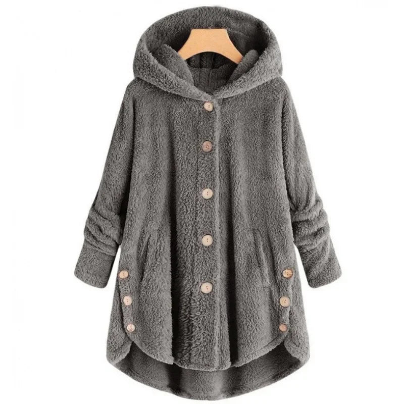 Martha Cozy Autumn Winter Plush Hooded Teddy Coat