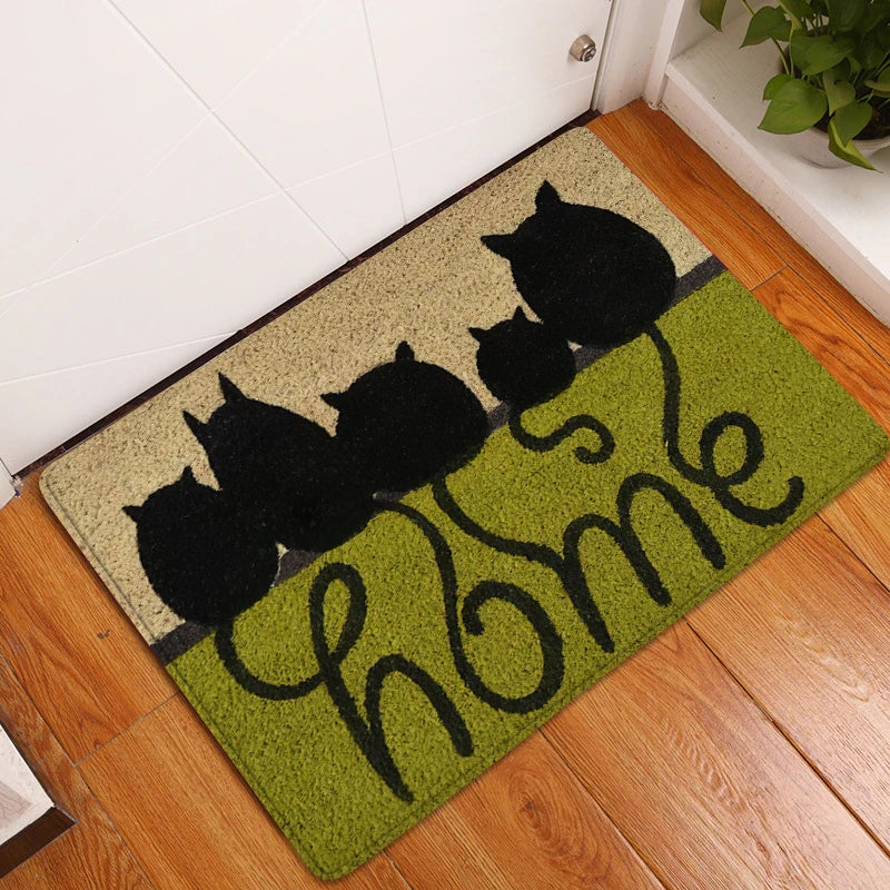 Home Sweet Home Cute Cats Door Mat - Alfombra de entrada adorable y antideslizante