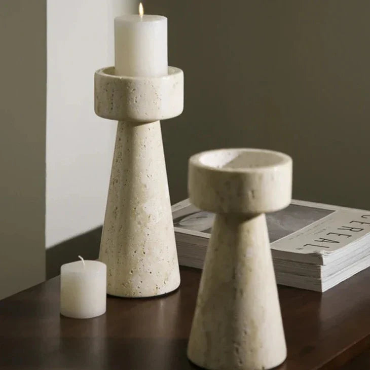 Travertine Stone Candle Holder /decor