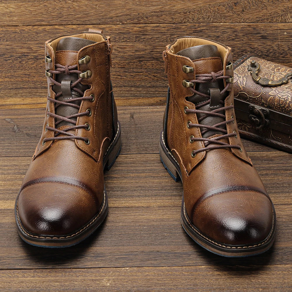 Botas de piel para hombre - Con cordones