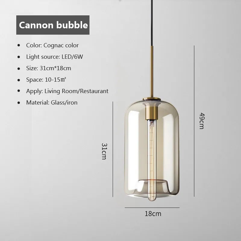 Nordic Industrial Style Glass Modern Luxury Led Pendant