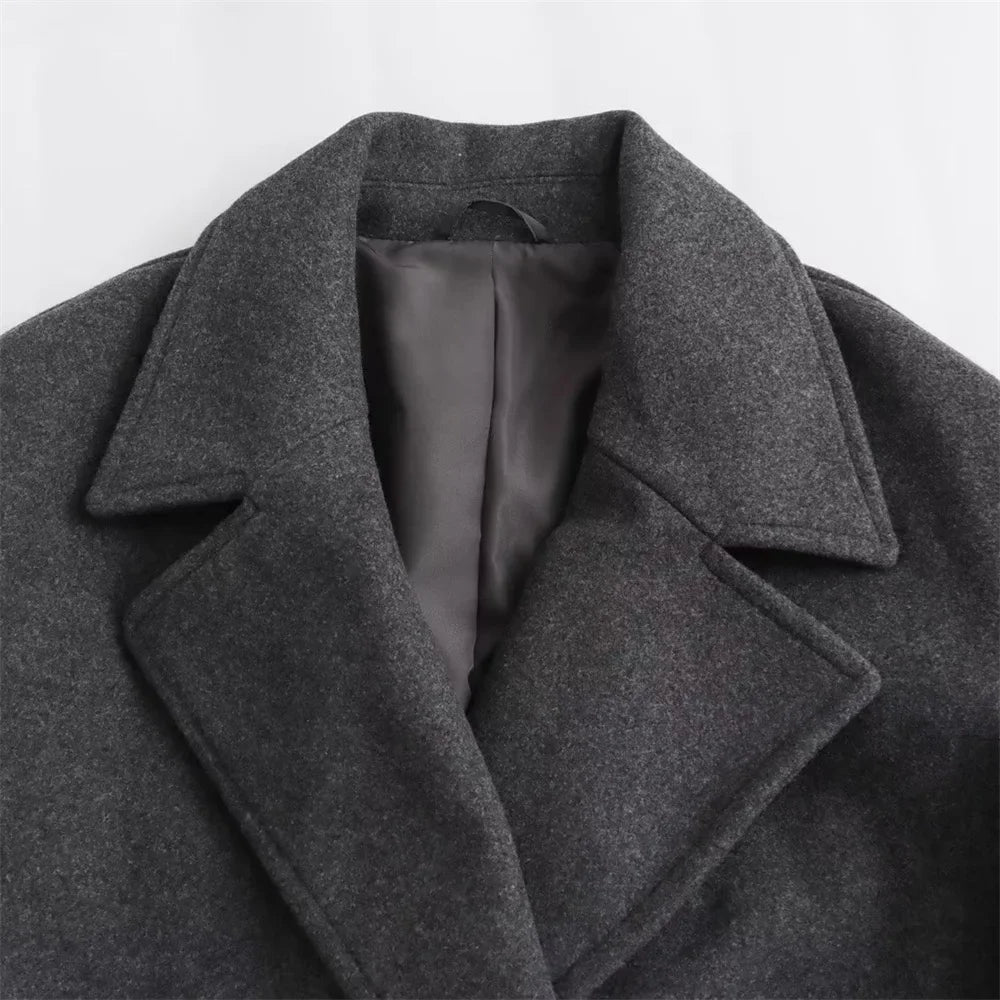 PB&ZA: Wool Blend Autumn/Winter Long Coat/Jacket