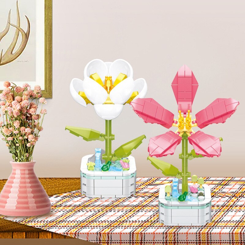 Flower Pot Building Block Decor