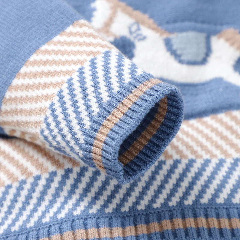 CozyBaby Blue Knit Romper - Langærmet Newborn Jumpsuit til drenge og piger