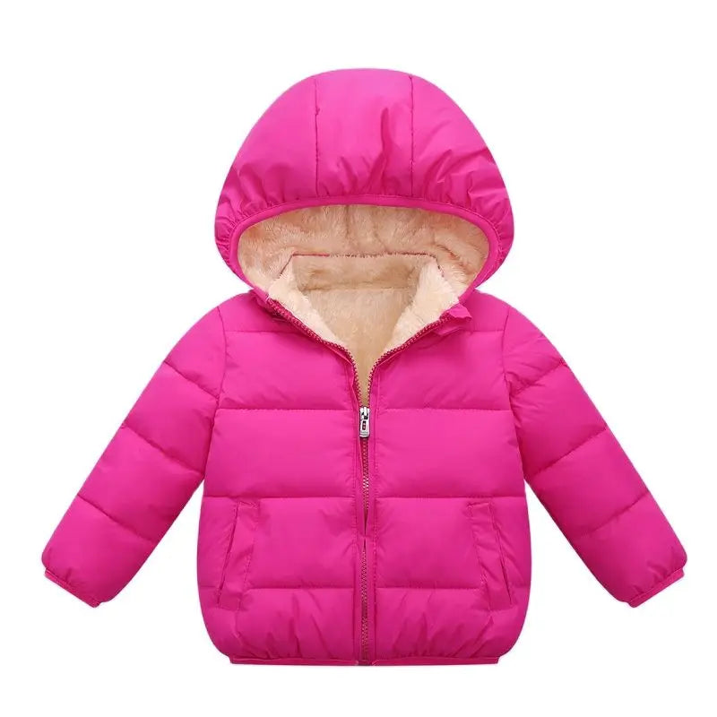 Veste d'hiver à capuche confortable pour enfants – Manteau épais en mélange de coton et de laine pour garçons et filles