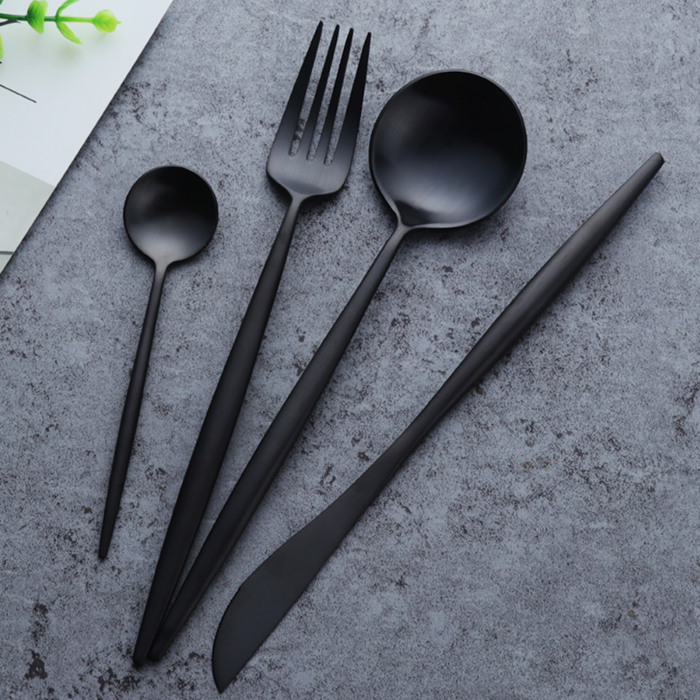Arya Black Cutlery Set