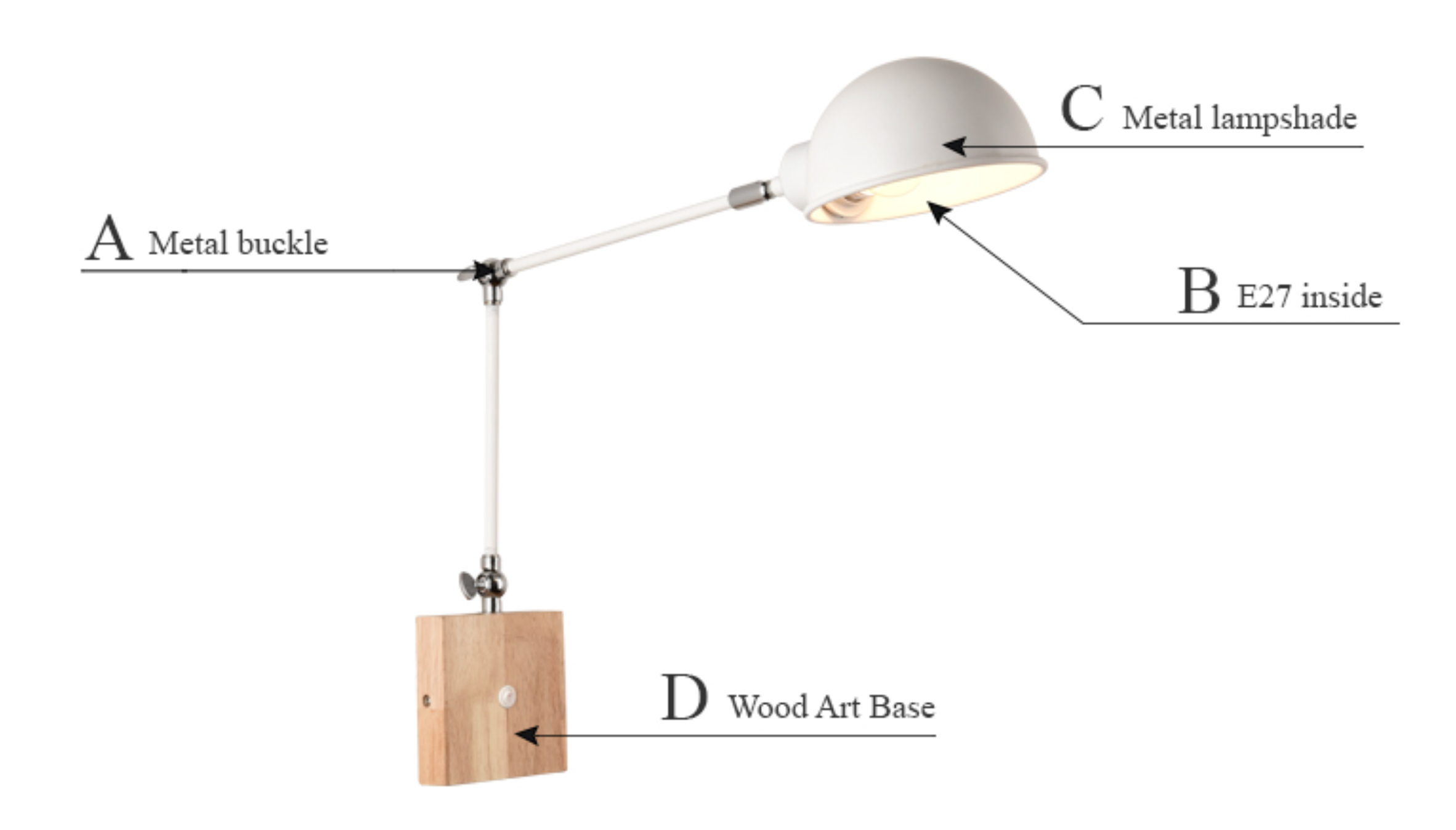 BTM Jeena - Lámparas de pared de madera ajustables