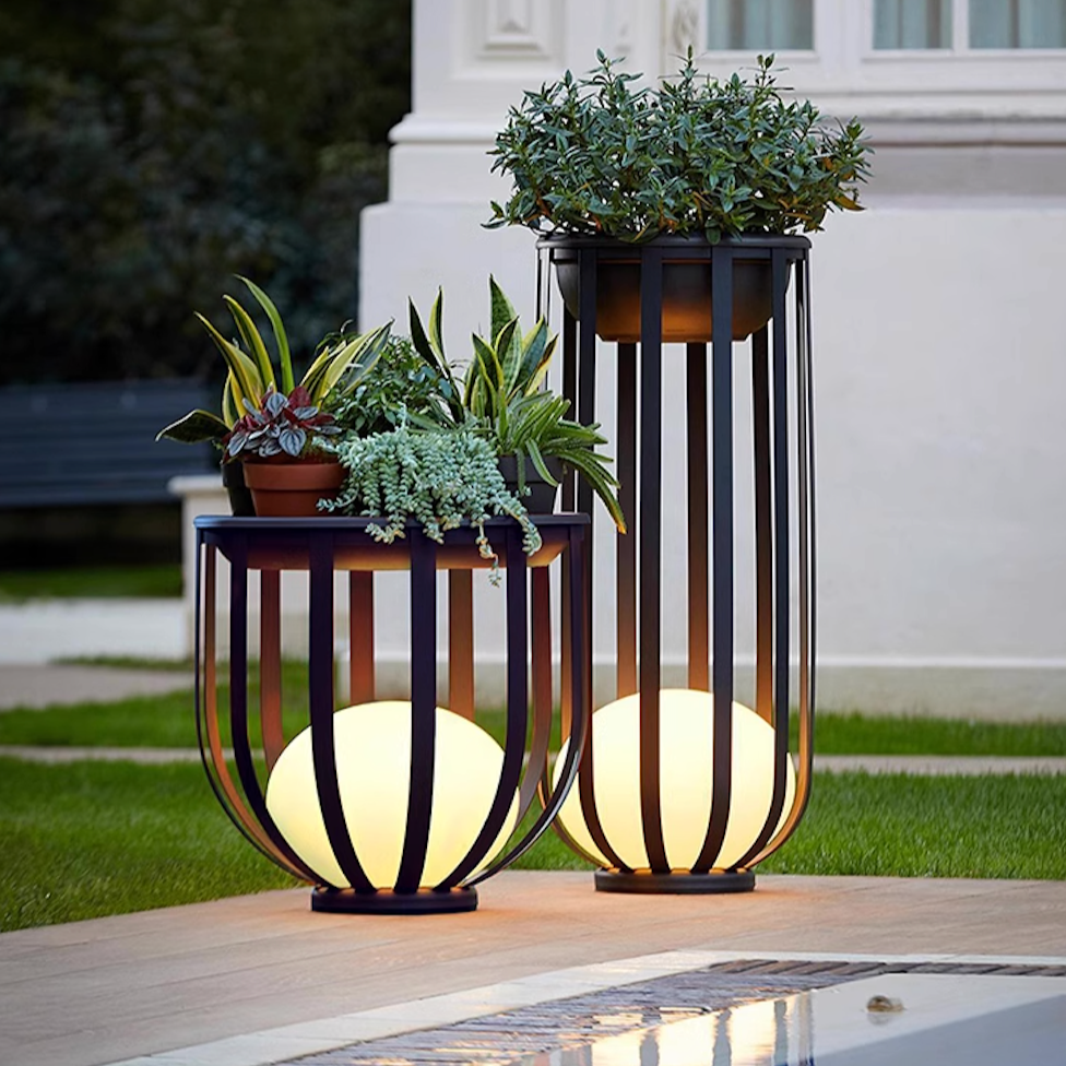 Luz solar para soporte de flores: elegante iluminación exterior con energía solar, decoración de jardín resistente a la intemperie