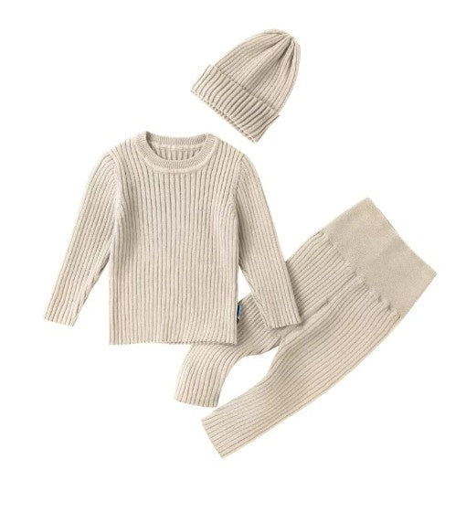 Zeya Conjunto de suéter de 3 piezas Ropa de bebé - Conjunto de punto suave para niños