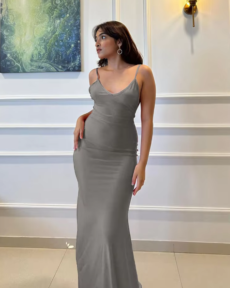 Winnie Elegant Backless V-Neck Mermaid Maxi Dress – Sexy Evening Gown