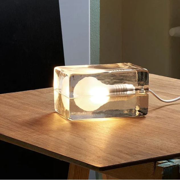 Brightcube - lámpara de mesa minimalista con cubo de vidrio transparente