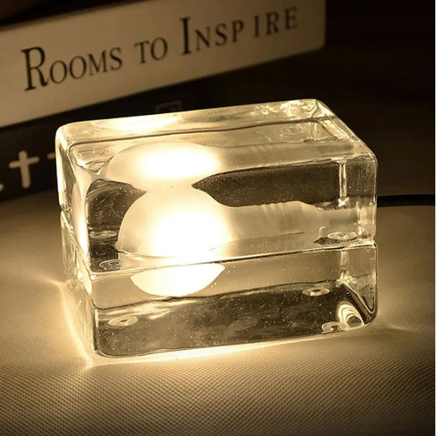 Brightcube - minimalist table lamp with transparent glass cube