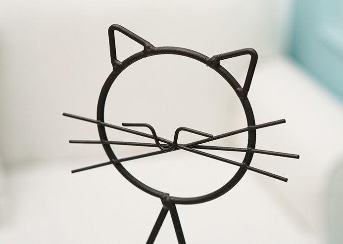 Iron Kitty Cat med Glas Hjerte Vase Formeringsstation Plantekasser