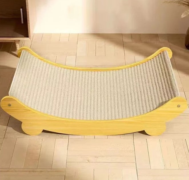 Catnip Haven: Multifunktionell Wooden Cat Scratching Pad & Bed