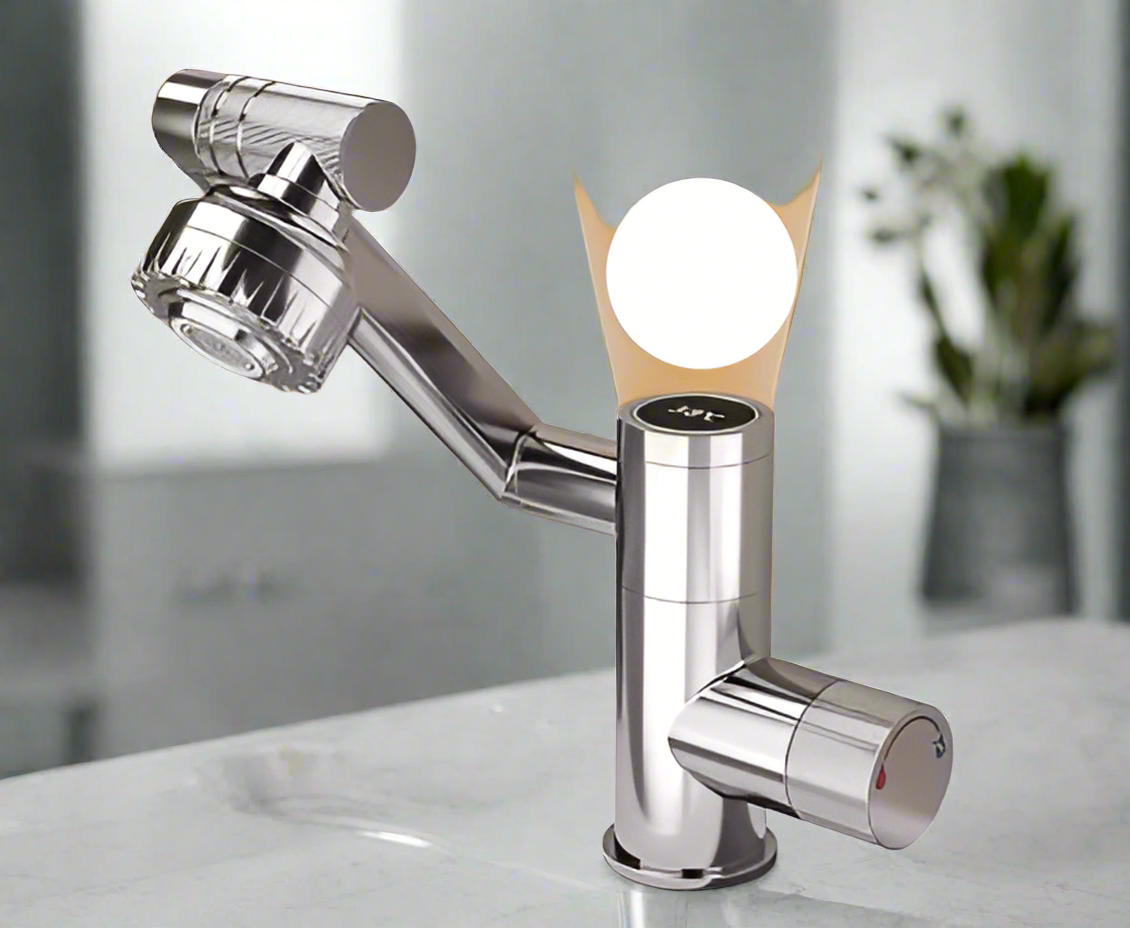 Sara LED Digital Basin Faucet – 360° Rotation, Hot & Cold Water Mixer