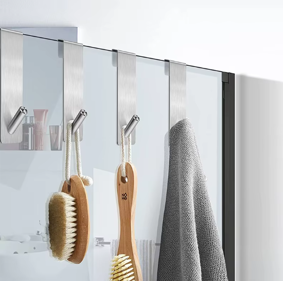 Sleek S-Shape Stainless Steel Bathroom Shower Towel Rack – Space-Saving Door Hanger Hook