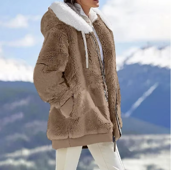 Evelyn Cashmere Fleecejack – Gezellige dameswinterjas met capuchon voor casual stijl