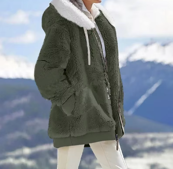 Evelyn Cashmere Fleecejack – Gezellige dameswinterjas met capuchon voor casual stijl