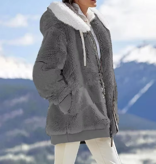 Evelyn Cashmere Fleecejack – Gezellige dameswinterjas met capuchon voor casual stijl