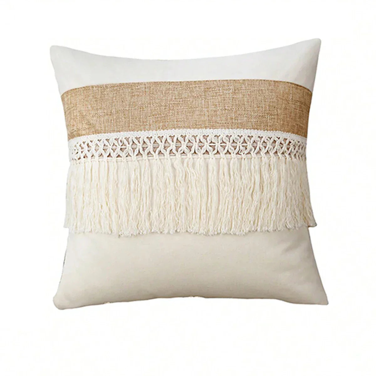 GeoBoho - Housse de coussin beige à motif géométrique | décoration