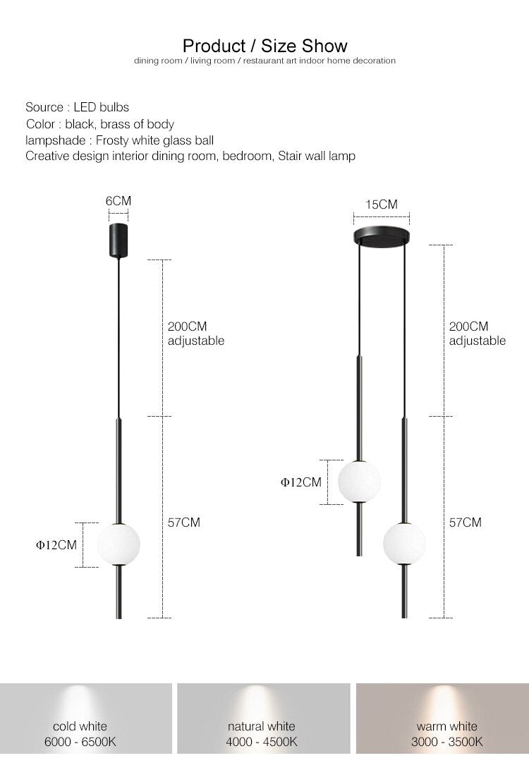 Moole Doon - Nordic Simple Glass Ball Pendel Lights