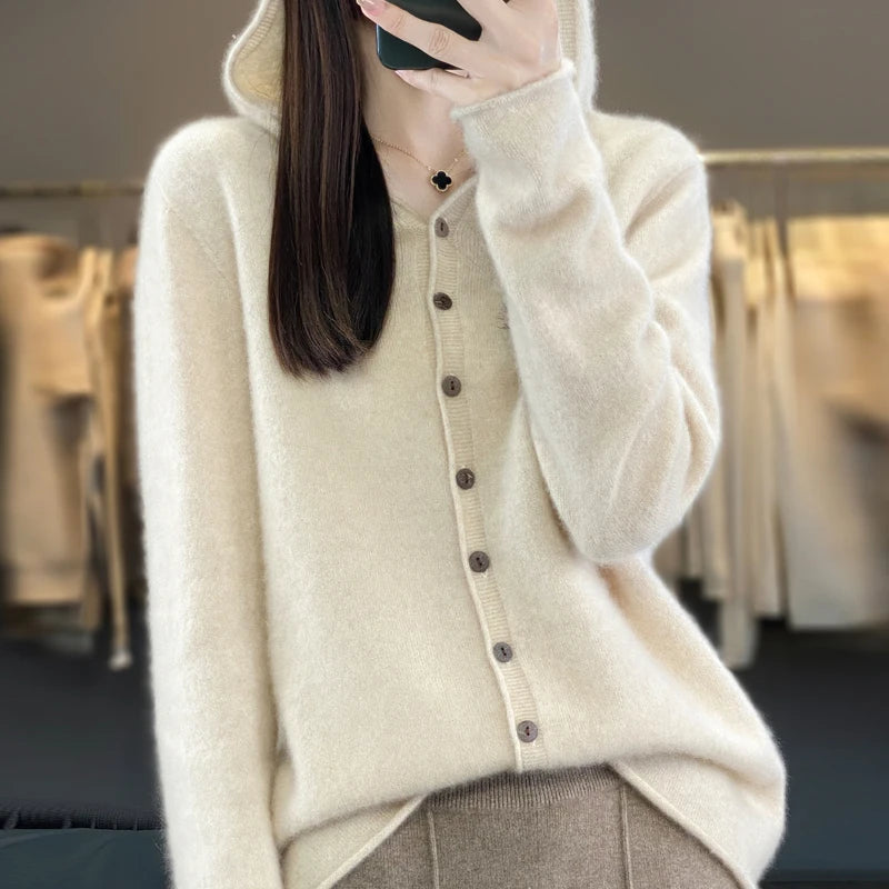 Pauline: 100% Wool Cardigan Sweater for winter