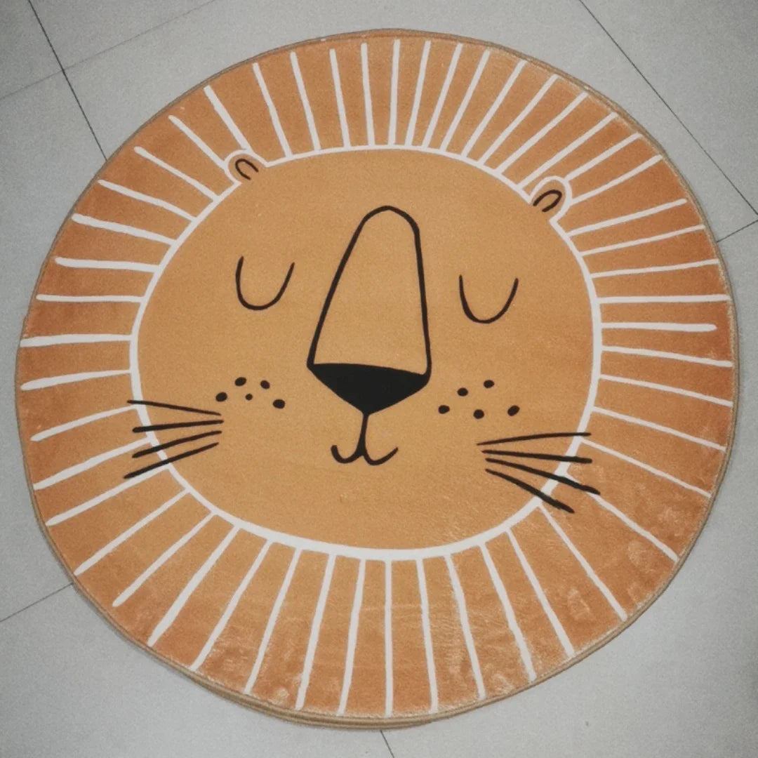 Winnie Cartoon Lion Playmat – Soft Round Kids Rug for Play & Decor