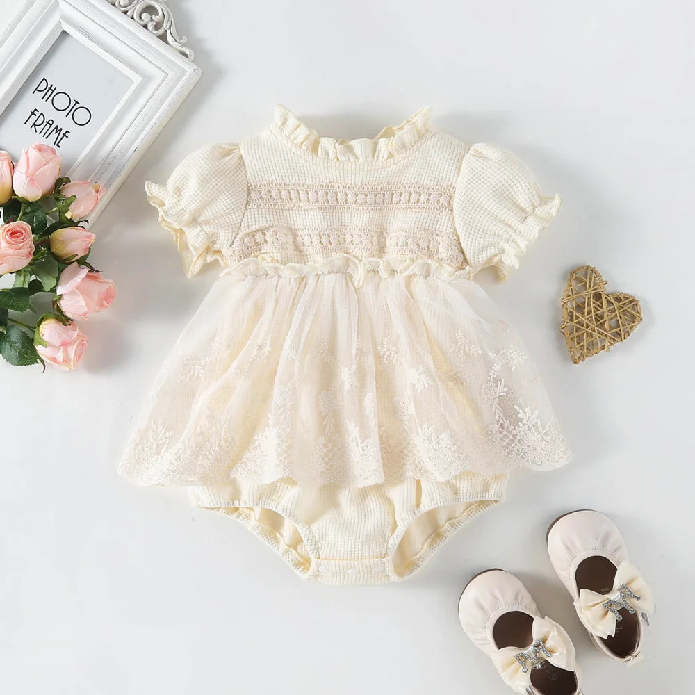 Lilia's Enchanted Lace Bodysuit - Baby Girl Tutu One-Piece Party Outfit