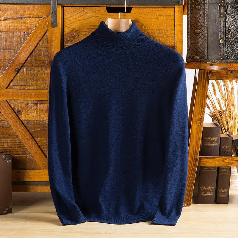 August: 100% Pure Cashmere Wool Turtleneck Sweater For Men