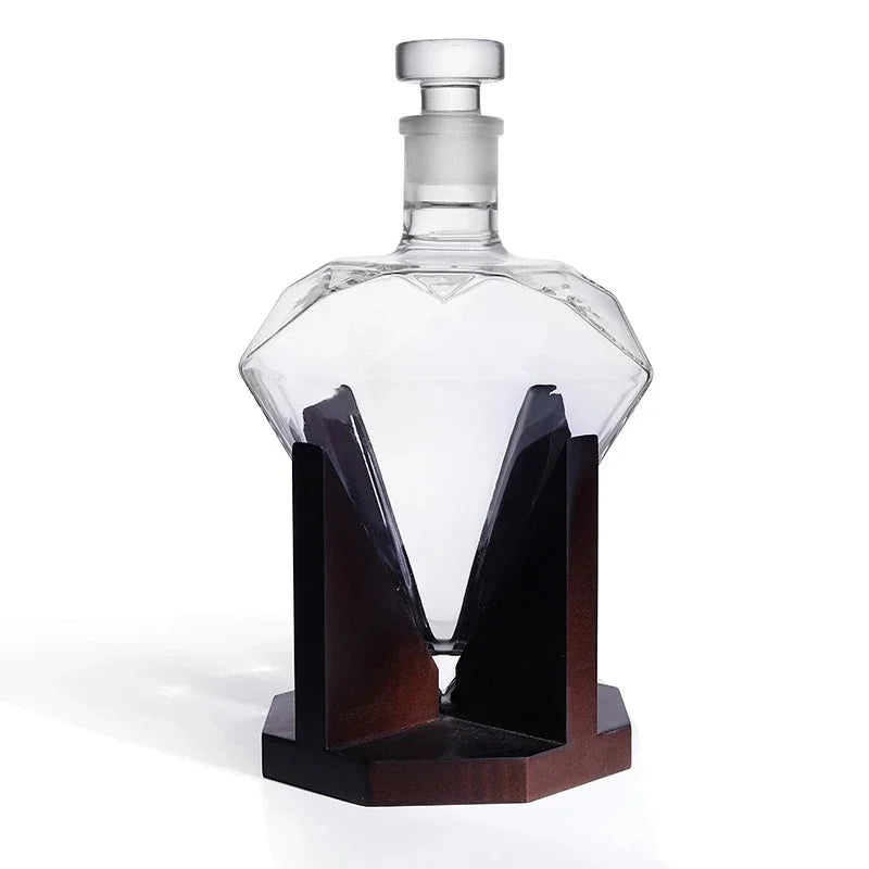 Whisky Karaffel - Diamant - 1000ml Kapacitet - Træholder