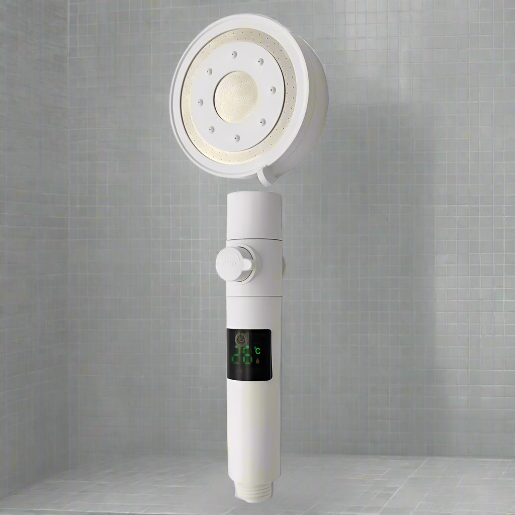 Zloog Digital Temperature Display 5-Mode High Pressure Shower Head