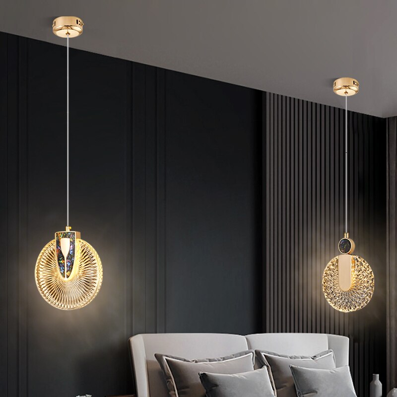 DUN Luxe gouden led-hanglamp ronde kristallen hanglamp