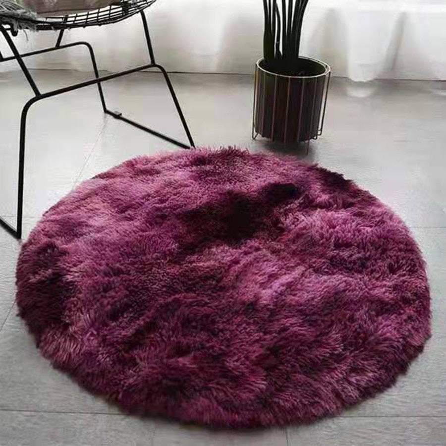 Tapis rond doux et moelleux