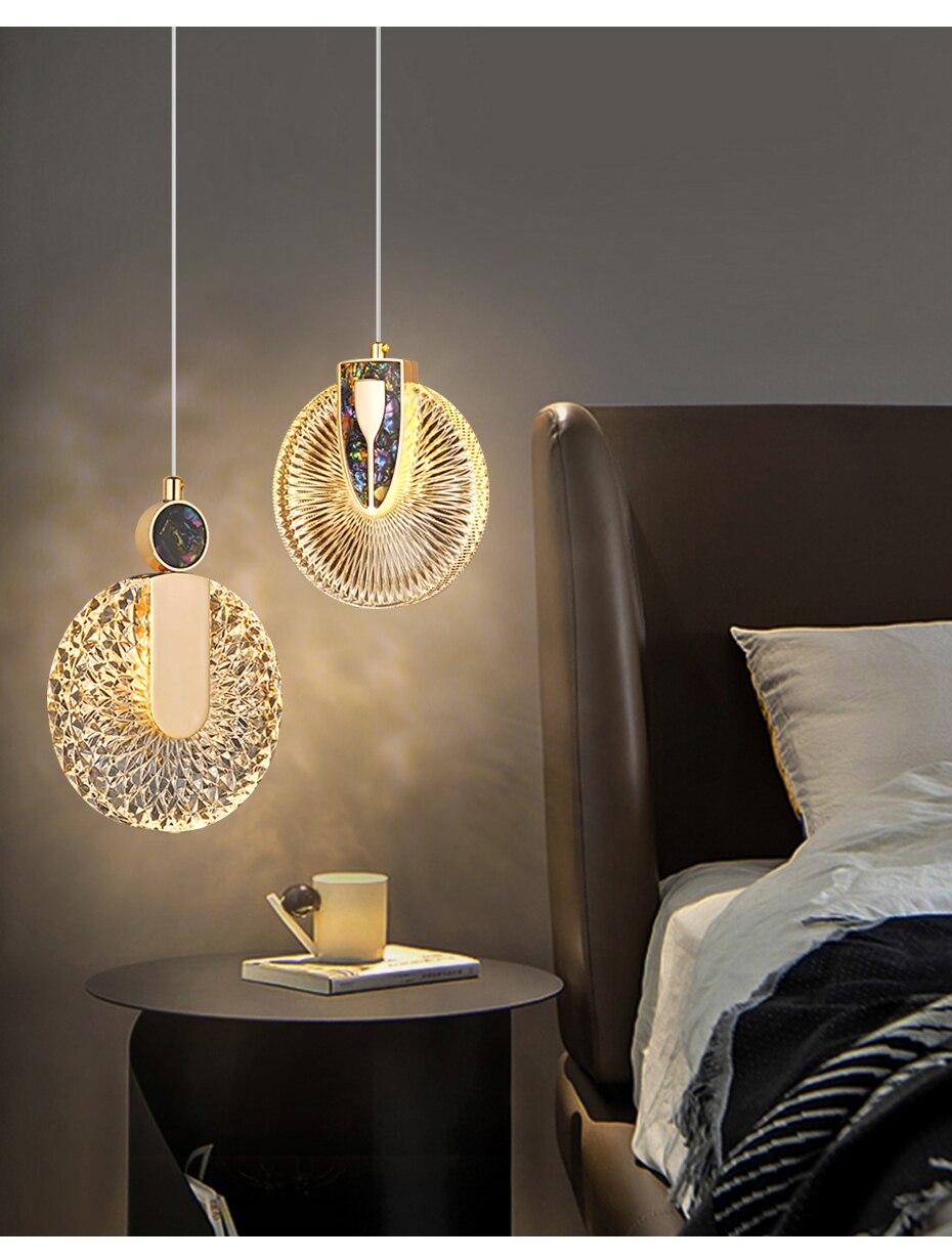 DUN Luxe gouden led-hanglamp ronde kristallen hanglamp