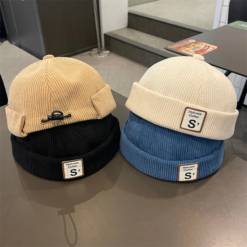 Acogedor gorro de pana sin ala para bebé | Gorra Docker de invierno ajustable para niños pequeños