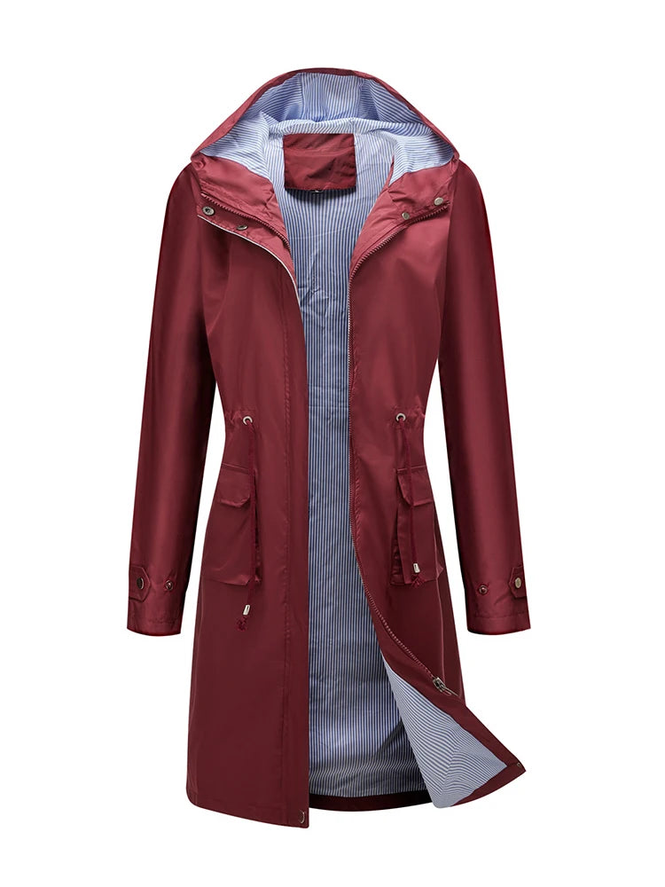 Lisa: Waterdichte trenchcoat/jas met capuchon - herfstwindjack voor dames