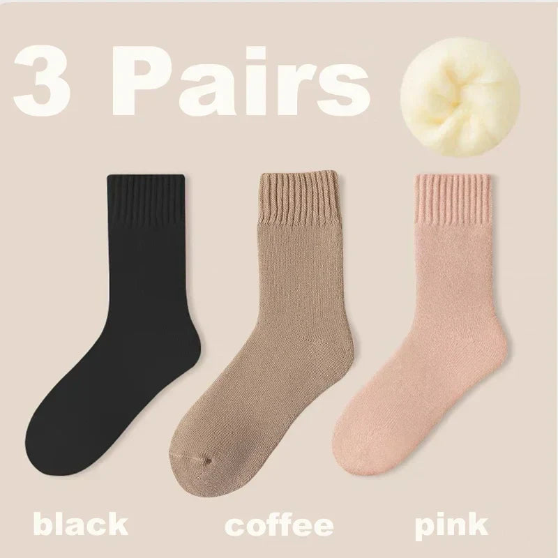 Chaussettes en Laine Douces pour Femmes - Ensemble de 3 Paires