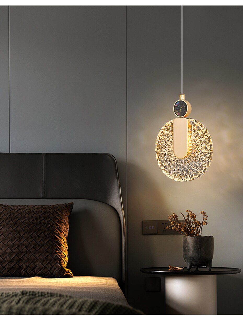 DUN Luxe gouden led-hanglamp ronde kristallen hanglamp