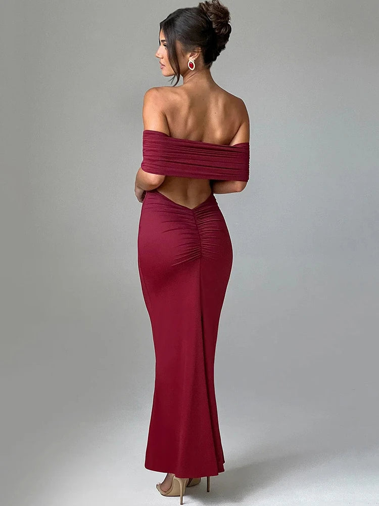 Sara Strapless Backless Sexy Maxi Dress – Elegante Zwarte Bodycon Clubkleding