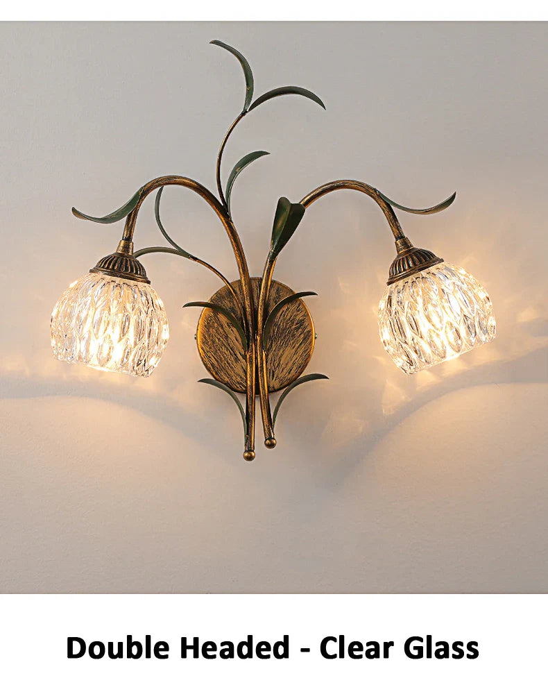 Franse stijl retro bronzen kristallen woondecoratie wandlamp