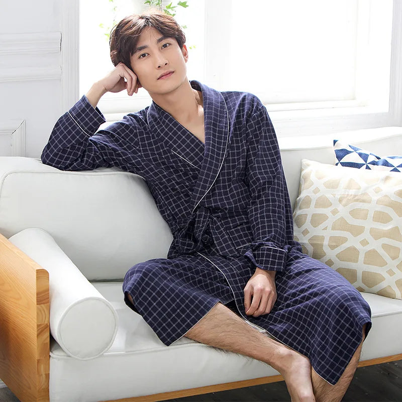 PlaidRobe – Cotton Plaid Bathrobe for Men