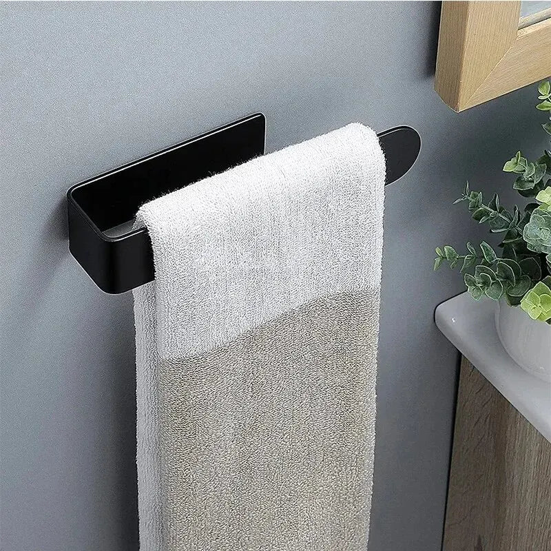 Porte-serviettes autocollant en acier inoxydable | Porte-serviettes de salle de bain et de cuisine sans perforation