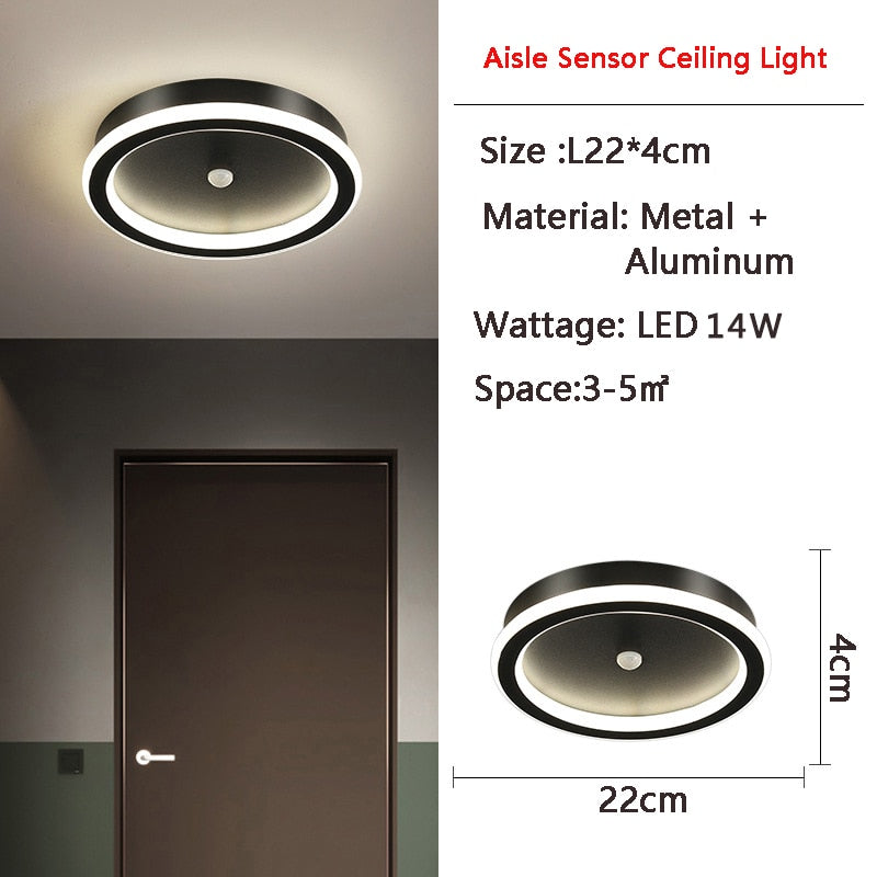 Lampada da soffitto a LED con sensore di movimento PIR umano per corridoio della camera da letto