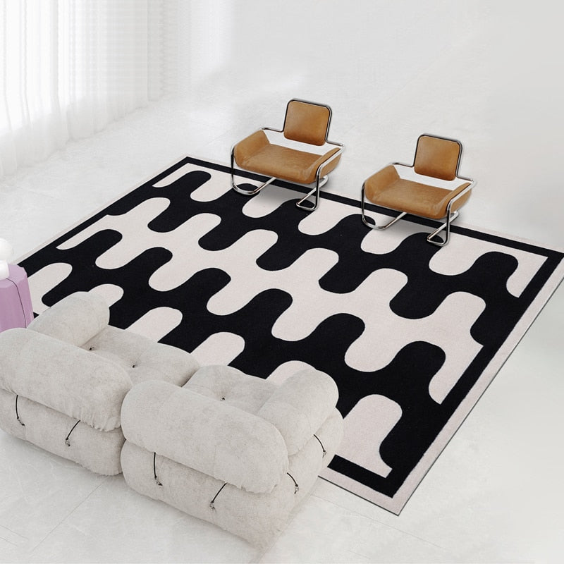 Tapis de chambre en peluche à damier