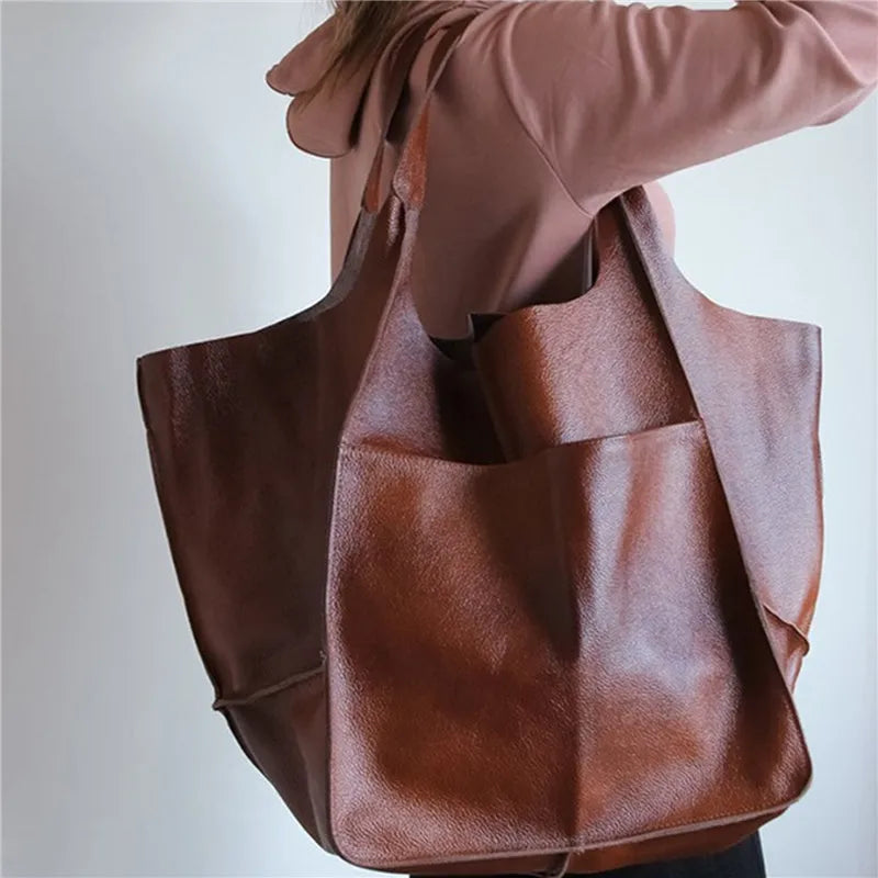 MILLICENT | OVERSIZED LEDEREN TOTE BAG