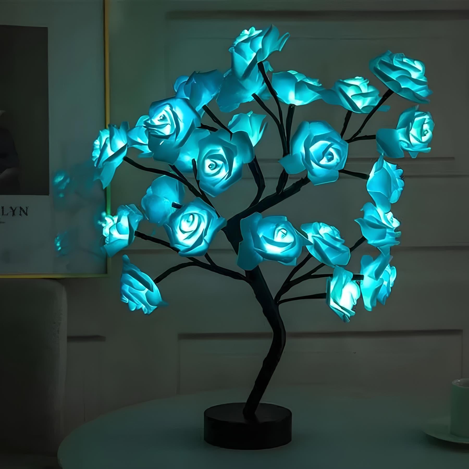 24 LED Rose Tree Lampe Blomsterlys Natt, USB-drevet