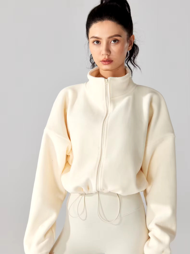 Winter-Sport Cropped Oversized Fleece-Jacke